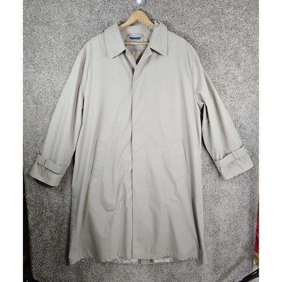 Vintage Towncraft Trench Over Coat Men 46R Beige Zip‎ Out Liner Classic 90s - Picture 1 of 12